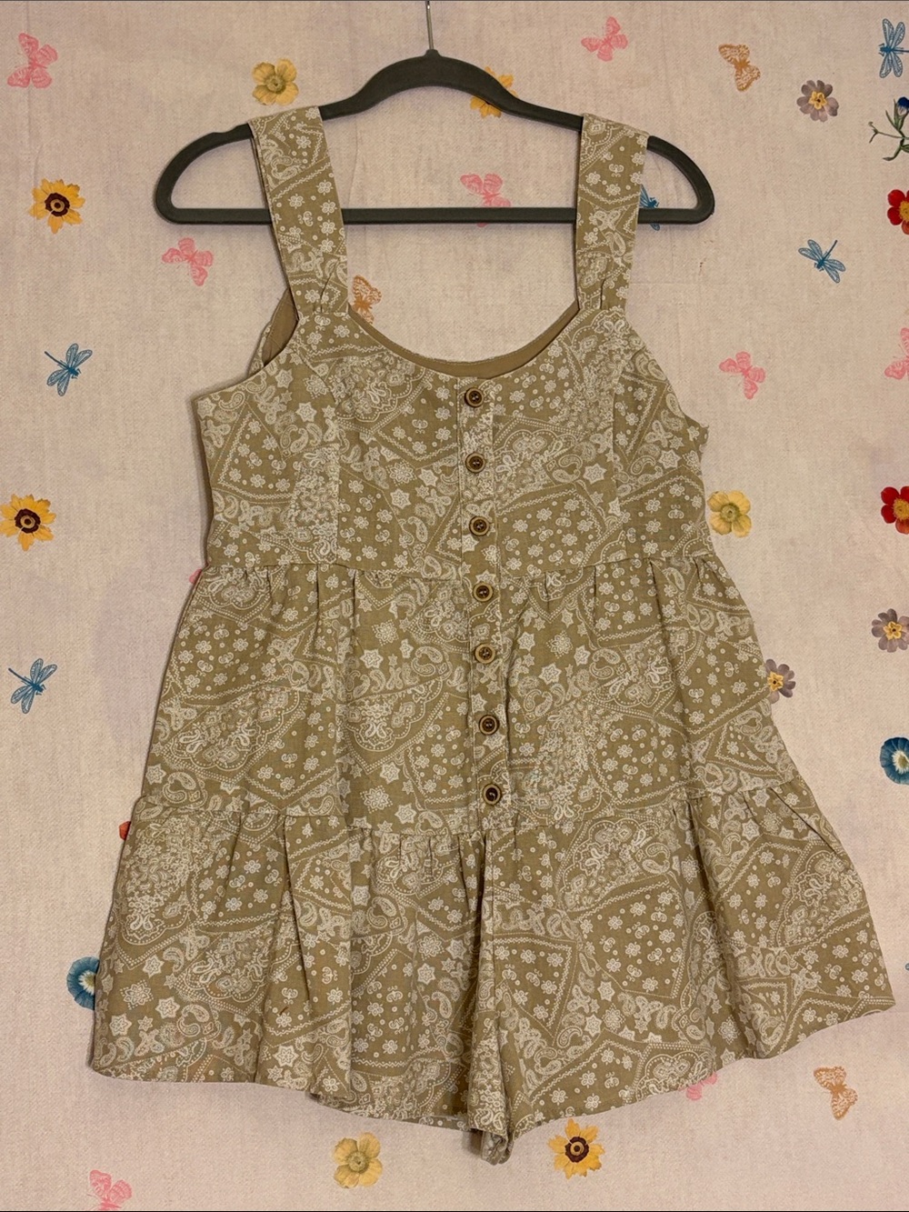 New in - Button-Front Paisley Print Romper